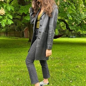 XS/S size 4 vintage leather longline blazer jacket